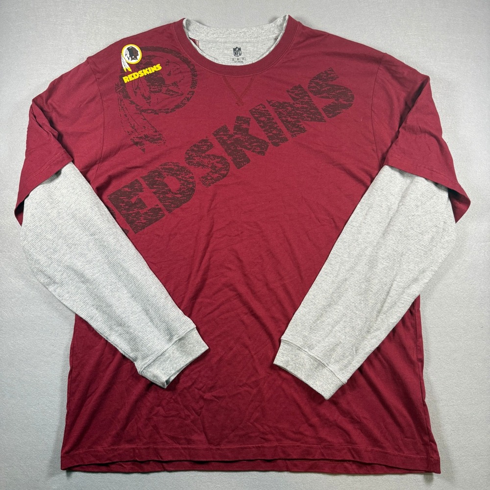 NFL Washington Redskins Long Sleeve Layered T-Shirt Men's 2XL‎ Red Gray Tee